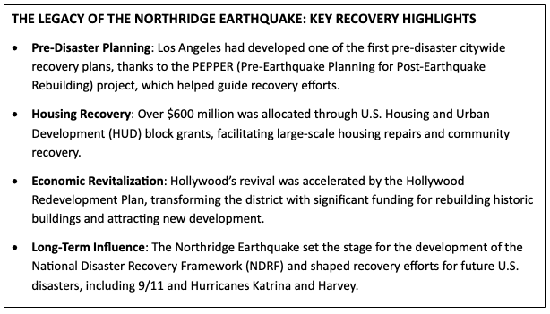 Table of Northridge Earthquake stats