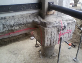 Existing pile cap exposed and marked