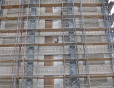 FRP-wrapped exterior columns up the elevation