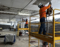 Overhead surface prep with dust control